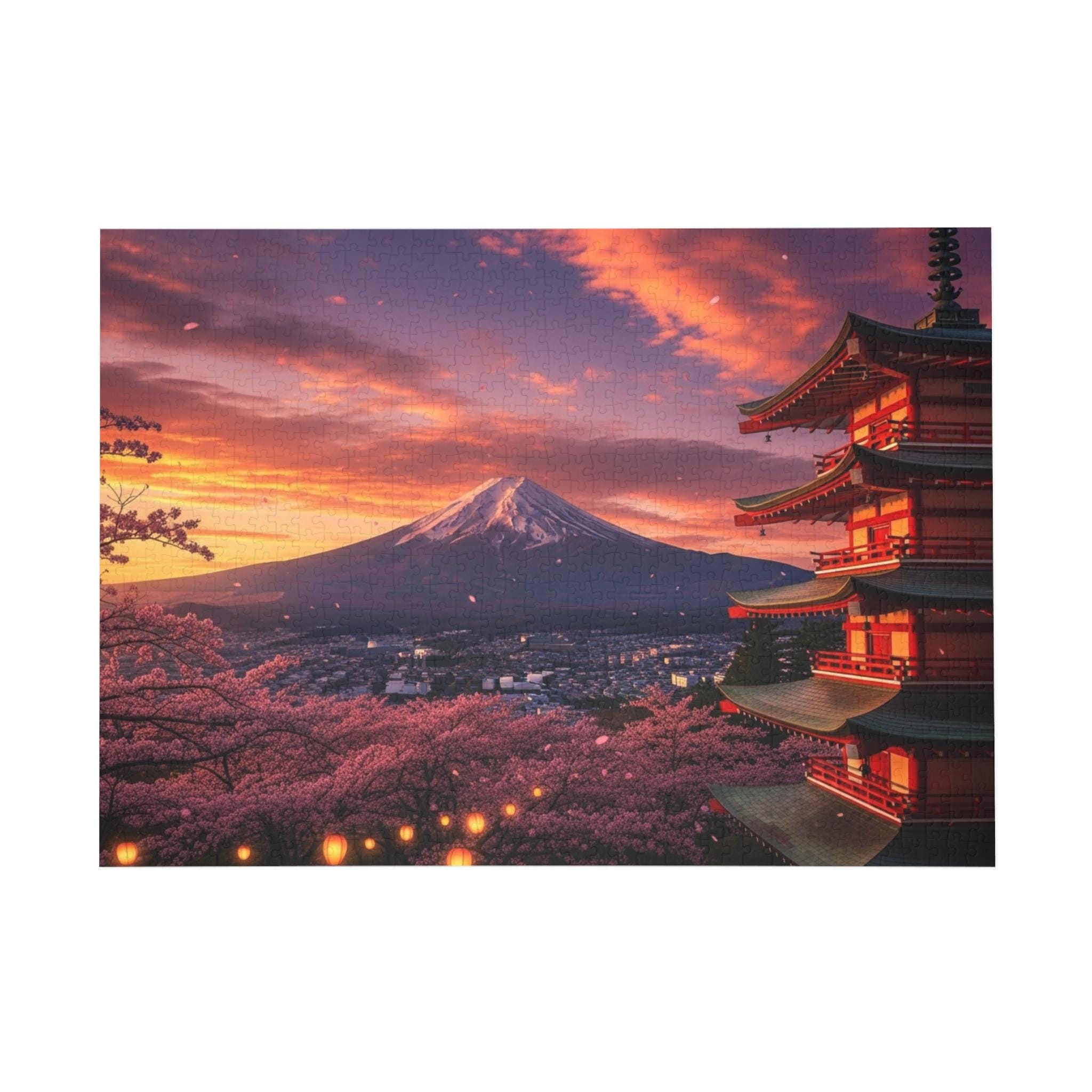 Japanese River Bridge Sunset 1000 Piece Jigsaw Puzzle